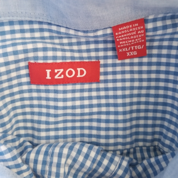 (XXL) Izod Men's Gingham Button Down Dress Shirt Formal Occasion Wedding Dressy - Picture 5 of 9